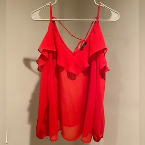 Open Shoulder Red Blouse